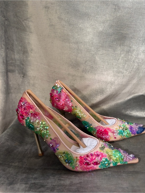 Betsey Johnson Shoes - Betsey Johnson Netta Heeled Pump in Nude Multicolor Women's Shoe w/sequins. 10